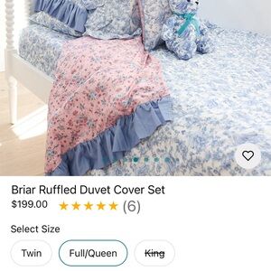 EUC Posh Peant Briar Ruffled Duvet Cover Set Full/Queen